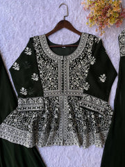 Charming Black Georgette with Sequence Embroidery Kurti Set