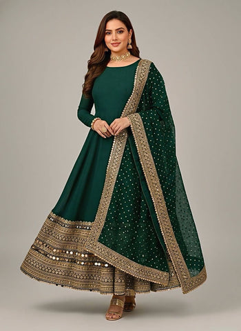 Demanding Roman Silk Embroidered Anarkali Gown