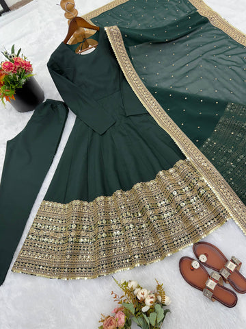 Demanding Roman Silk Embroidered Anarkali Gown