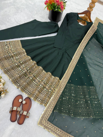 Demanding Roman Silk Embroidered Anarkali Gown