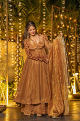 Function Wear Brown Heavy Silk Anarkali Suit