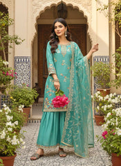 Charming Micro Cotton Embroidery Work Palazzo Suit