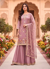 Charming Micro Cotton Embroidery Work Palazzo Suit