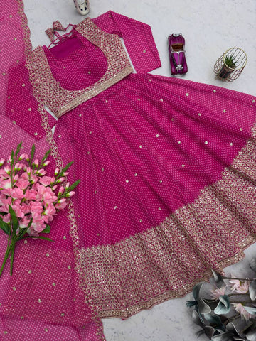 Wonderful Pink Heavy Embroidery Work Gown