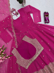 Wonderful Pink Heavy Embroidery Work Gown