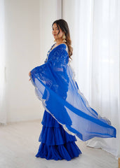 Outstanding Pattern and Work Ruffle Saree