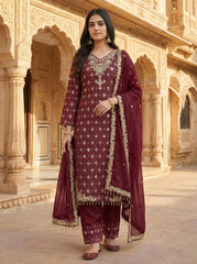 Attractive Embroidery Sequence Work Palazzo Suit
