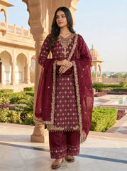 Attractive Embroidery Sequence Work Palazzo Suit