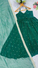Amazing Green Faux Blooming with Heavy Sequin Work Gown