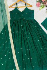 Amazing Green Faux Blooming with Heavy Sequin Work Gown