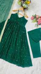 Amazing Green Faux Blooming with Heavy Sequin Work Gown