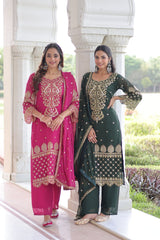 Festive Wear Blooming Embroidered Kurti Set