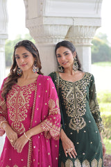 Festive Wear Blooming Embroidered Kurti Set