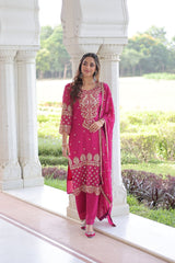 Festive Wear Blooming Embroidered Kurti Set