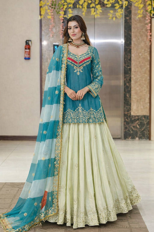 Ceremony Wear Crepe Silk Embroidery Lehenga