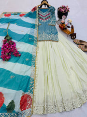 Ceremony Wear Crepe Silk Embroidery Lehenga