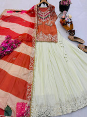 Ceremony Wear Crepe Silk Embroidery Lehenga