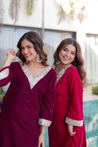 Alluring Velvet with Zari Work Sharara Suit