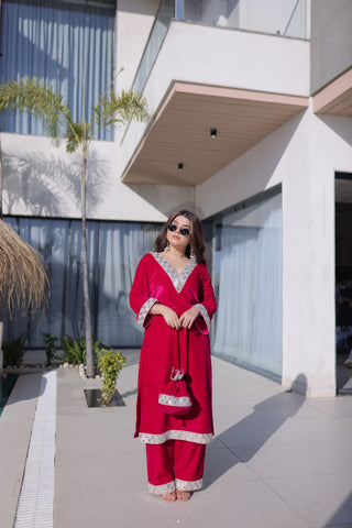 Alluring Velvet with Zari Work Sharara Suit
