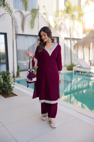 Alluring Velvet with Zari Work Sharara Suit