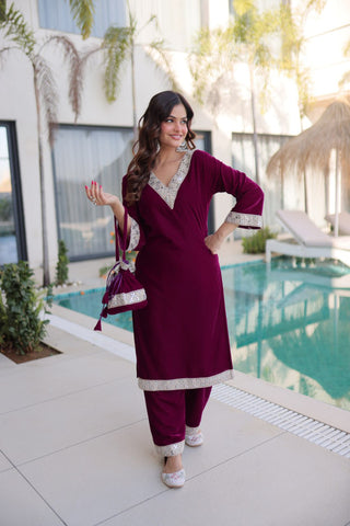 Alluring Velvet with Zari Work Sharara Suit