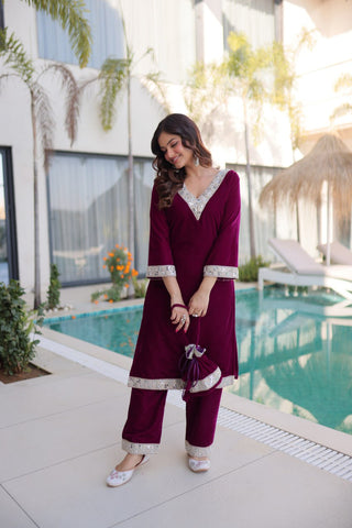 Alluring Velvet with Zari Work Sharara Suit