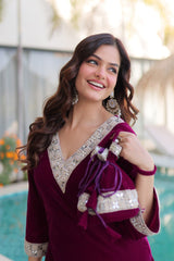 Alluring Velvet with Zari Work Sharara Suit