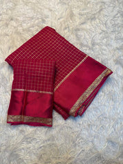 Beautiful Sky Blue Viscose Chex Work Saree