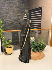 Beautiful Sky Blue Viscose Chex Work Saree