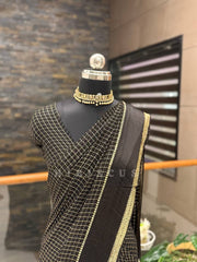 Beautiful Sky Blue Viscose Chex Work Saree