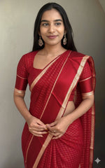 Beautiful Sky Blue Viscose Chex Work Saree