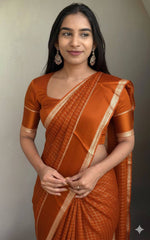 Beautiful Sky Blue Viscose Chex Work Saree