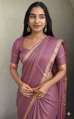 Beautiful Sky Blue Viscose Chex Work Saree