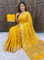 Exotic Wine Silk Zari Meenakari Work Saree