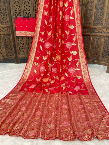 Exotic Wine Silk Zari Meenakari Work Saree