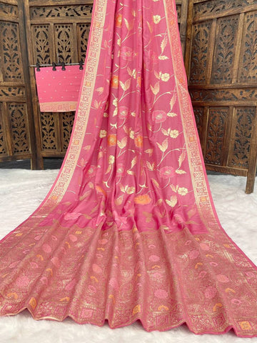 Exotic Wine Silk Zari Meenakari Work Saree