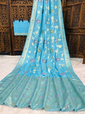 Exotic Wine Silk Zari Meenakari Work Saree