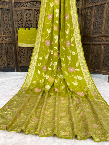 Exotic Wine Silk Zari Meenakari Work Saree