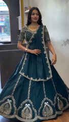 Stunning Lavender Chinon Embroidery Work Lehenga Choli