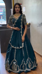 Stunning Lavender Chinon Embroidery Work Lehenga Choli