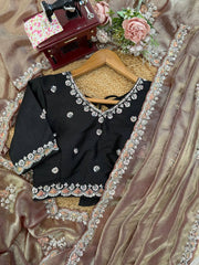 Exclusive Black Fendy Silk Beds Work Saree