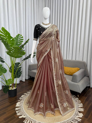Exclusive Black Fendy Silk Beds Work Saree