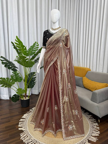 Exclusive Black Fendy Silk Beds Work Saree