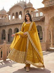 Demanding Roman Silk Embroidered Anarkali Gown