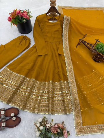Demanding Roman Silk Embroidered Anarkali Gown