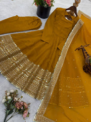 Demanding Roman Silk Embroidered Anarkali Gown