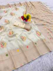 Pretty White Georgette with Meenakari Work Saree