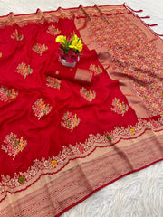 Pretty White Georgette with Meenakari Work Saree