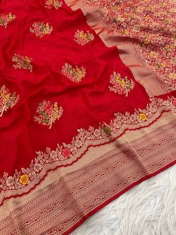 Pretty White Georgette with Meenakari Work Saree