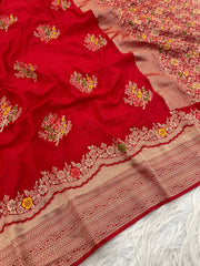 Pretty White Georgette with Meenakari Work Saree